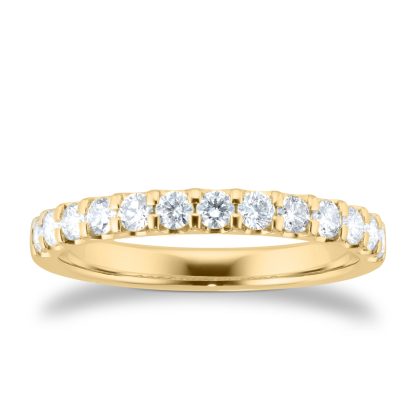 18ct Yellow Gold 0.50ct Diamond Claw Set Eternity Ring - Ring Size N