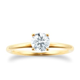 18ct Yellow Gold 0.73ct Diamond Hidden Halo Solitaire Engagement Ring - Ring Size L
