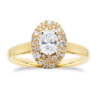 18ct Yellow Gold 0.75cttw Oval Halo Engagement Ring - Ring Size M