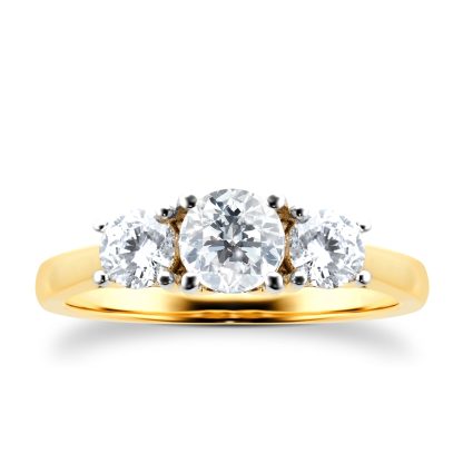 18ct Yellow Gold 1.50cttw 3 Stone Ring - Ring Size N