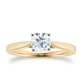 18ct Yellow Gold Brilliant Cut 0.70ct Goldsmiths Brightest Diamond Solitaire Engagement Ring - Ring Size P