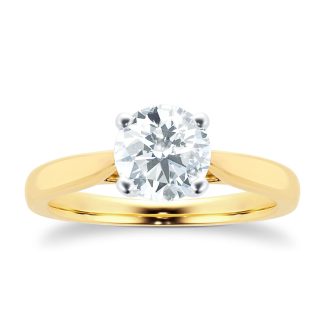 18ct Yellow Gold Brilliant Cut 1.00 Carat 88 Facet Diamond Ring - Ring Size P