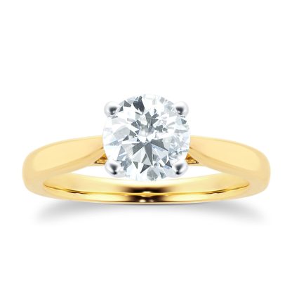 18ct Yellow Gold Brilliant Cut 1.00 Carat 88 Facet Diamond Ring - Ring Size P