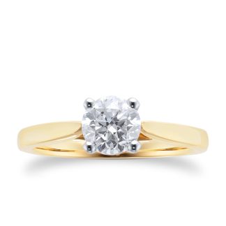 18ct Yellow Gold Brilliant Cut 1.00ct Goldsmiths Brightest Diamond Solitaire Engagement Ring - Ring Size K