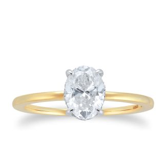 18ct Yellow Gold Oval 1.06ct Diamond Halo Solitaire Engagement Ring - Ring Size I