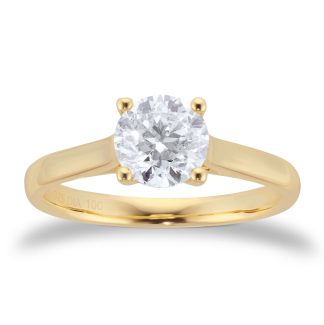 9ct Yellow Gold 1ct Diamond Solitaire Engagement Ring - Ring Size M