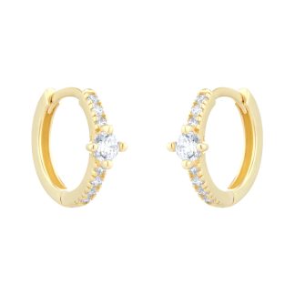 9ct Yellow Gold Cubic Zirconia Hoop Earrings
