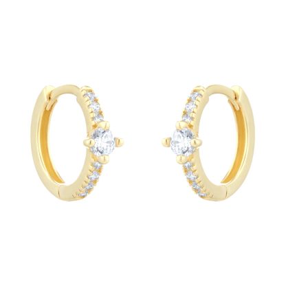 9ct Yellow Gold Cubic Zirconia Hoop Earrings