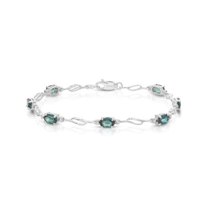 Alexandrite & Diamond Colette Entwined Tennis Bracelet in 9ct White Gold