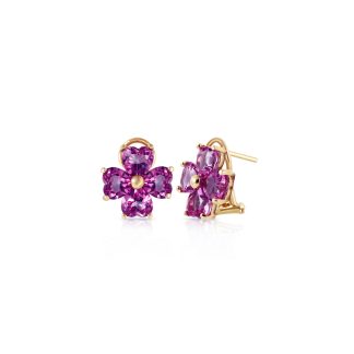 Amethyst Flora Stud Earrings in 9ct Gold