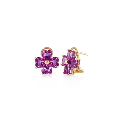 Amethyst Flora Stud Earrings in 9ct Gold
