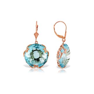 Blue Topaz Maeve Ornate Chequer Drop Earrings in 9ct Rose Gold