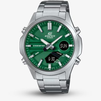 Casio Mens Edifice Classic Green Dial Dual Display Watch EFV-C120D-2AEF