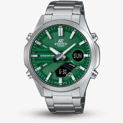 Casio Mens Edifice Classic Green Dial Dual Display Watch EFV-C120D-2AEF