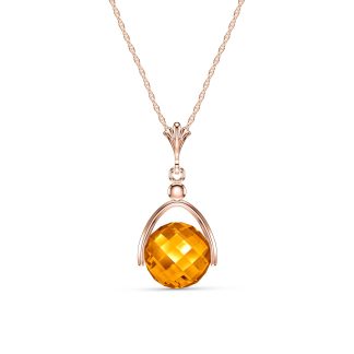 Citrine Adele Dimensional Pendant Necklace in 9ct Rose Gold