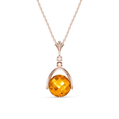 Citrine Adele Dimensional Pendant Necklace in 9ct Rose Gold