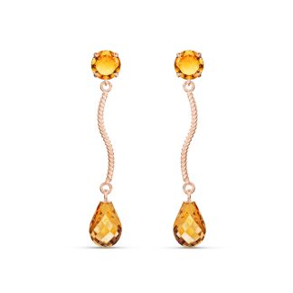 Citrine Bianca Drop Earrings in 9ct Rose Gold