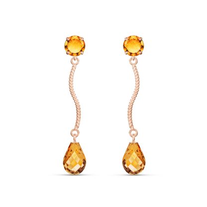 Citrine Bianca Drop Earrings in 9ct Rose Gold