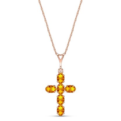 Citrine Diana Contemporary Cross Pendant Necklace in 9ct Rose Gold
