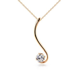 Diamond Bordeaux Delicate Swish Pendant Necklace in 9ct Rose Gold
