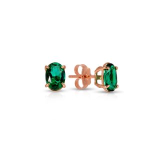 Emerald Barcelona Stud Earrings in 9ct Rose Gold