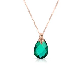 Emerald Beau Drop Pendant Necklace in 9ct Rose Gold