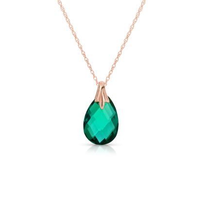Emerald Beau Drop Pendant Necklace in 9ct Rose Gold