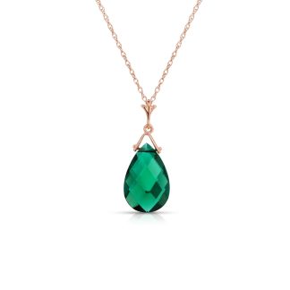 Emerald Madrid Drop Pendant Necklace in 9ct Rose Gold