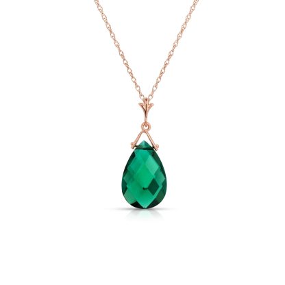 Emerald Madrid Drop Pendant Necklace in 9ct Rose Gold