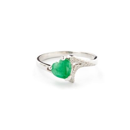 Emerald Signature Textured Heart Ring in 18ct White Gold