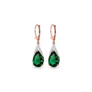 Emerald Tamara Snowcap Drop Earrings in 9ct Rose Gold