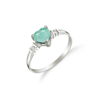 Emerald & Diamond Adelia Classic Heart Ring in 18ct White Gold