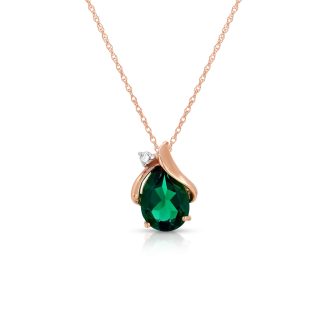Emerald & Diamond Bethany Encased Pendant Necklace in 9ct Rose Gold