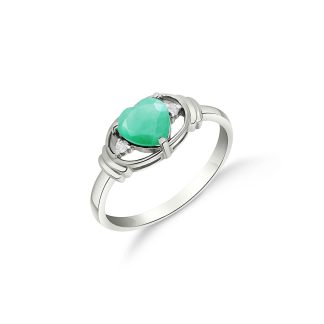 Emerald & Diamond Edeline Heart Ring in 18ct White Gold