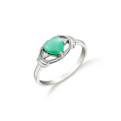 Emerald & Diamond Edeline Heart Ring in 18ct White Gold