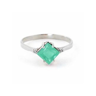 Emerald & Diamond Leona Symmetrical Ring in 18ct White Gold