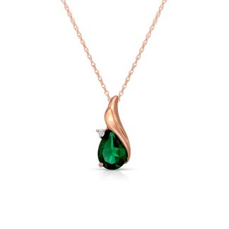 Emerald & Diamond Veronica Pendant Necklace in 9ct Rose Gold