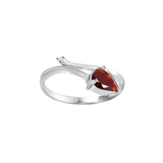 Garnet & Diamond Cecily Tail Ring in 18ct White Gold