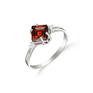 Garnet & Diamond Leona Symmetrical Ring in 18ct White Gold