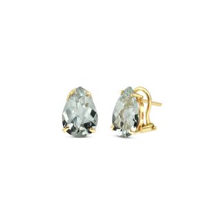 Green Amethyst Alanna Pear Drop Stud Earrings in 9ct Gold