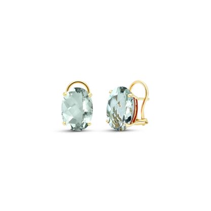 Green Amethyst Barcelona Stud Earrings in 9ct Gold