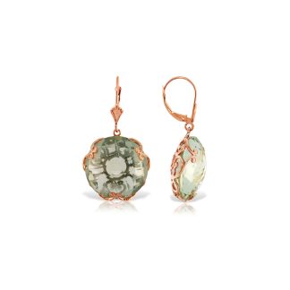 Green Amethyst Maeve Ornate Chequer Drop Earrings in 9ct Rose Gold