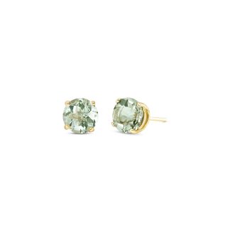 Green Amethyst Novara Stud Earrings in 9ct Gold