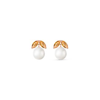 Pearl & Citrine Claudia Petal Stud Earrings in 9ct Rose Gold