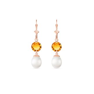 Pearl & Citrine Cressida Drop Earrings in 9ct Rose Gold