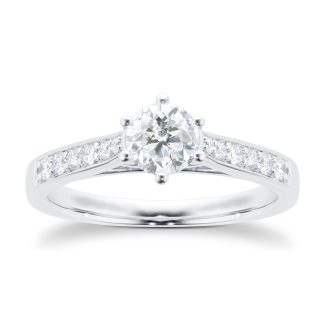 Platinum Brilliant Cut 0.65 Carat 88 Facet Diamond Ring - Ring Size N
