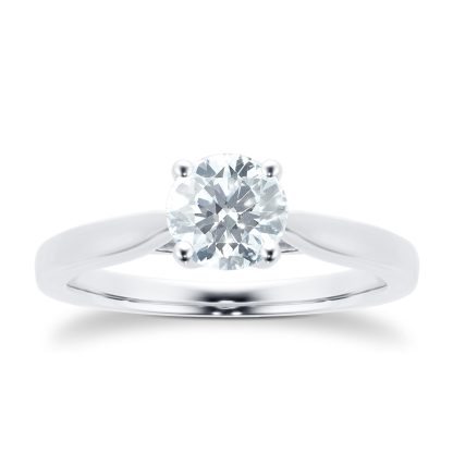 Platinum Brilliant Cut 0.70 Carat 88 Facet Diamond Ring - Ring Size N