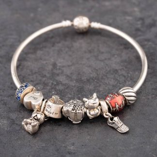 Pre-Owned Pandora Silver 9 Charms Included Medium Charm Bangle 41221359