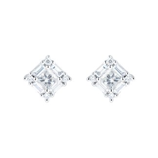 Renee 18ct White Gold 0.68cttw Mixed Cut Diamond Stud Earrings