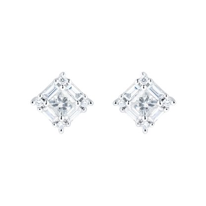 Renee 18ct White Gold 0.68cttw Mixed Cut Diamond Stud Earrings